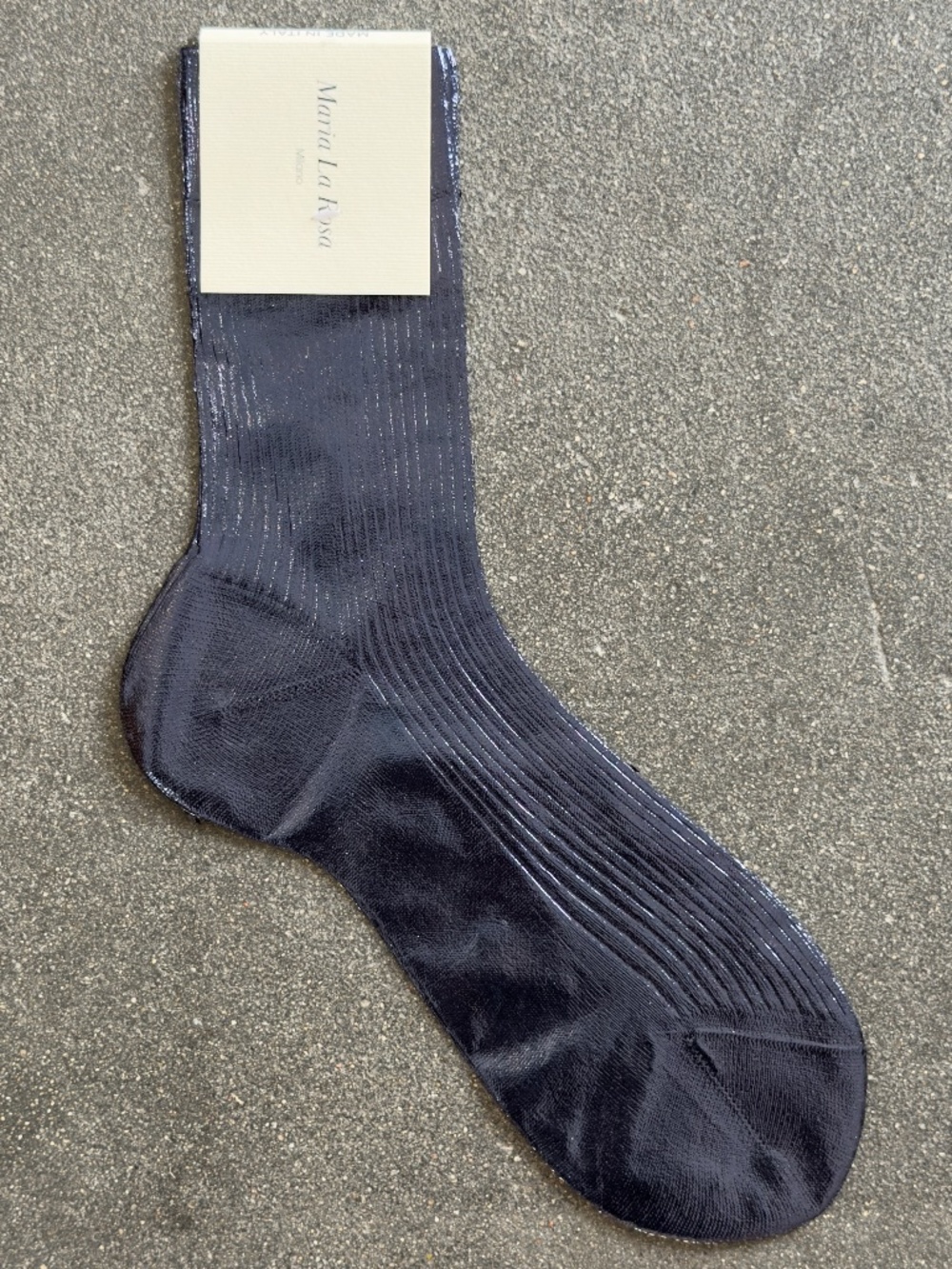 Maria La Rosa Laminated Silk Socks in Navy